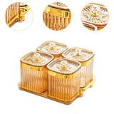 Maxbell Dried Fruit Tray with Lid Divided Serving Dishes for Candy Appetizer Cookies Gold 4 Grid