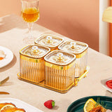 Maxbell Dried Fruit Tray with Lid Divided Serving Dishes for Candy Appetizer Cookies Gold 4 Grid