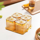 Maxbell Dried Fruit Tray with Lid Divided Serving Dishes for Candy Appetizer Cookies Gold 4 Grid