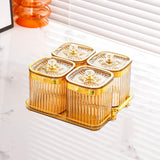 Maxbell Dried Fruit Tray with Lid Divided Serving Dishes for Candy Appetizer Cookies Gold 4 Grid