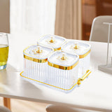 Maxbell Dried Fruit Tray with Lid Divided Serving Dishes for Candy Appetizer Cookies Clear 4 Grid