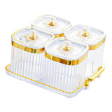 Maxbell Dried Fruit Tray with Lid Divided Serving Dishes for Candy Appetizer Cookies Clear 4 Grid