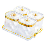 Maxbell Dried Fruit Tray with Lid Divided Serving Dishes for Candy Appetizer Cookies Clear 4 Grid