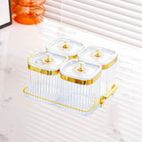 Maxbell Dried Fruit Tray with Lid Divided Serving Dishes for Candy Appetizer Cookies Clear 4 Grid