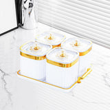 Maxbell Dried Fruit Tray with Lid Divided Serving Dishes for Candy Appetizer Cookies White 4 Grid