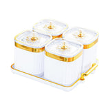 Maxbell Dried Fruit Tray with Lid Divided Serving Dishes for Candy Appetizer Cookies White 4 Grid