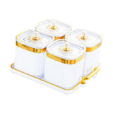 Maxbell Dried Fruit Tray with Lid Divided Serving Dishes for Candy Appetizer Cookies White 4 Grid