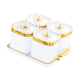 Maxbell Dried Fruit Tray with Lid Divided Serving Dishes for Candy Appetizer Cookies White 4 Grid