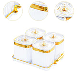 Maxbell Dried Fruit Tray with Lid Divided Serving Dishes for Candy Appetizer Cookies White 4 Grid