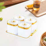 Maxbell Dried Fruit Tray with Lid Divided Serving Dishes for Candy Appetizer Cookies White 4 Grid