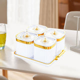 Maxbell Dried Fruit Tray with Lid Divided Serving Dishes for Candy Appetizer Cookies White 4 Grid