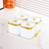Maxbell Dried Fruit Tray with Lid Divided Serving Dishes for Candy Appetizer Cookies White 4 Grid