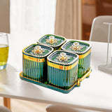 Maxbell Dried Fruit Tray with Lid Divided Serving Dishes for Candy Appetizer Cookies Green  4 Grid