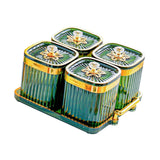 Maxbell Dried Fruit Tray with Lid Divided Serving Dishes for Candy Appetizer Cookies Green  4 Grid
