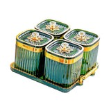 Maxbell Dried Fruit Tray with Lid Divided Serving Dishes for Candy Appetizer Cookies Green  4 Grid