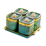 Maxbell Dried Fruit Tray with Lid Divided Serving Dishes for Candy Appetizer Cookies Green  4 Grid