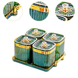 Maxbell Dried Fruit Tray with Lid Divided Serving Dishes for Candy Appetizer Cookies Green  4 Grid