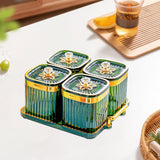 Maxbell Dried Fruit Tray with Lid Divided Serving Dishes for Candy Appetizer Cookies Green  4 Grid