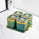Maxbell Dried Fruit Tray with Lid Divided Serving Dishes for Candy Appetizer Cookies Green  4 Grid