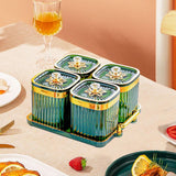 Maxbell Dried Fruit Tray with Lid Divided Serving Dishes for Candy Appetizer Cookies Green  4 Grid
