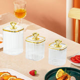 Maxbell 3Pcs Appetizer Food Bowl Airtight Food Storage Container for Dining Room Nut Clear 4 Gold Point
