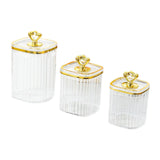 Maxbell 3Pcs Appetizer Food Bowl Airtight Food Storage Container for Dining Room Nut Clear 4 Gold Point