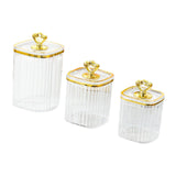 Maxbell 3Pcs Appetizer Food Bowl Airtight Food Storage Container for Dining Room Nut Clear 4 Gold Point