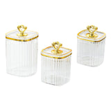 Maxbell 3Pcs Appetizer Food Bowl Airtight Food Storage Container for Dining Room Nut Clear 4 Gold Point