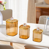 Maxbell 3Pcs Appetizer Food Bowl Airtight Food Storage Container for Dining Room Nut Amber Big Diamond