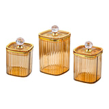 Maxbell 3Pcs Appetizer Food Bowl Airtight Food Storage Container for Dining Room Nut Amber Big Diamond