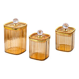 Maxbell 3Pcs Appetizer Food Bowl Airtight Food Storage Container for Dining Room Nut Amber Big Diamond