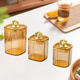 Maxbell 3Pcs Appetizer Food Bowl Airtight Food Storage Container for Dining Room Nut Amber 4 Gold Point