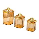 Maxbell 3Pcs Appetizer Food Bowl Airtight Food Storage Container for Dining Room Nut Amber 4 Gold Point