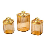 Maxbell 3Pcs Appetizer Food Bowl Airtight Food Storage Container for Dining Room Nut Amber 4 Gold Point