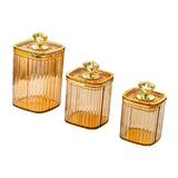 Maxbell 3Pcs Appetizer Food Bowl Airtight Food Storage Container for Dining Room Nut Amber 4 Gold Point