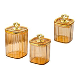 Maxbell 3Pcs Appetizer Food Bowl Airtight Food Storage Container for Dining Room Nut Amber 4 Gold Point
