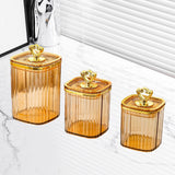 Maxbell 3Pcs Appetizer Food Bowl Airtight Food Storage Container for Dining Room Nut Amber 4 Gold Point