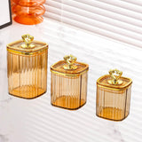 Maxbell 3Pcs Appetizer Food Bowl Airtight Food Storage Container for Dining Room Nut Amber 4 Gold Point