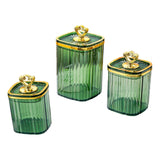 Maxbell 3Pcs Appetizer Food Bowl Airtight Food Storage Container for Dining Room Nut Green 4 Gold Point