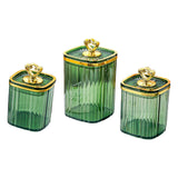 Maxbell 3Pcs Appetizer Food Bowl Airtight Food Storage Container for Dining Room Nut Green 4 Gold Point