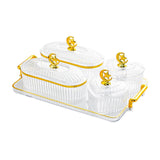 Maxbell Divided Serving Relish Bowls Dried Fruit Plate for Living Room Fruit Cookies 4 Bowls