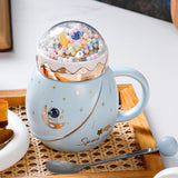 Maxbell Cute Astronaut Mug Creative Funny Space Mug for Friends Kids Valentines Gift Light Blue