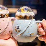 Maxbell Cute Astronaut Mug Creative Funny Space Mug for Friends Kids Valentines Gift Light Blue