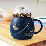 Maxbell Cute Astronaut Mug Creative Funny Space Mug for Friends Kids Valentines Gift Dark Blue
