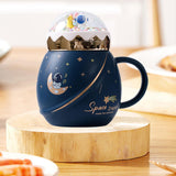 Maxbell Cute Astronaut Mug Creative Funny Space Mug for Friends Kids Valentines Gift Dark Blue