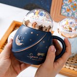 Maxbell Cute Astronaut Mug Creative Funny Space Mug for Friends Kids Valentines Gift Dark Blue