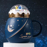 Maxbell Cute Astronaut Mug Creative Funny Space Mug for Friends Kids Valentines Gift Dark Blue