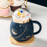 Maxbell Cute Astronaut Mug Creative Funny Space Mug for Friends Kids Valentines Gift Dark Blue