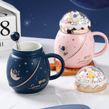 Maxbell Cute Astronaut Mug Creative Funny Space Mug for Friends Kids Valentines Gift Dark Blue