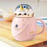 Maxbell Cute Astronaut Mug Creative Funny Space Mug for Friends Kids Valentines Gift Pink